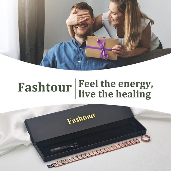 Gift-Ready Magnetic Copper Jewelry Set for Men - Cross and Celtic Knot Design - Picture 6 of 6